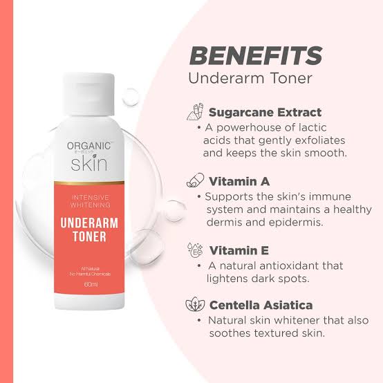 Organic Skin Japan Intensive Whitening Underarm Toner (60ml) Armpit Whitener with Sunflower Oil