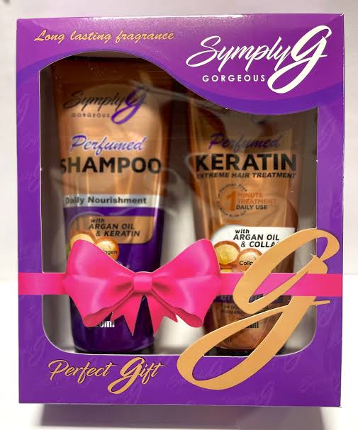 SYMPLY G Perfumed Keratin Extreme Hair Treatment with Argan Oil & Collagen Perfume - B FRUITY FLORAL MUSKY AQUATIC 220ml SHAMPOO+Conditioner Set - BVLGARI Scent Inspired