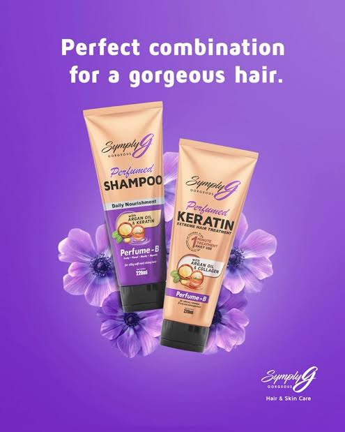 SYMPLY G Perfumed Keratin Extreme Hair Treatment with Argan Oil & Collagen Perfume - B FRUITY FLORAL MUSKY AQUATIC 220ml SHAMPOO+Conditioner Set - BVLGARI Scent Inspired