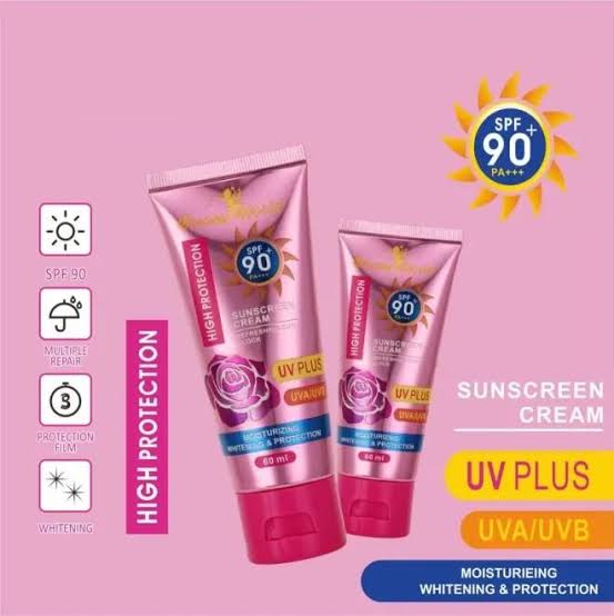 KISS BEAUTY Whitening and Moisturizing Sunscreen Cream Rose UVA/UVB SPF90+++ - 60ml