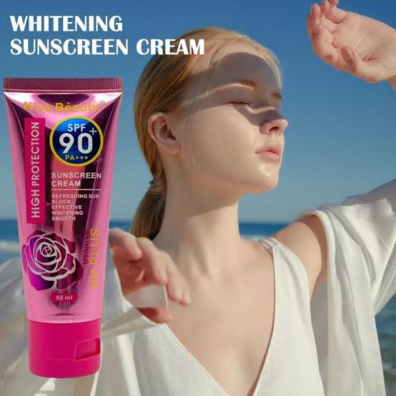 KISS BEAUTY Whitening and Moisturizing Sunscreen Cream Rose UVA/UVB SPF90+++ - 60ml