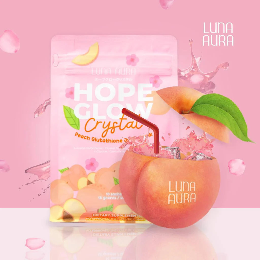 Luna Aura Hope Glow Crystal Peach Glutathione Juice Drink