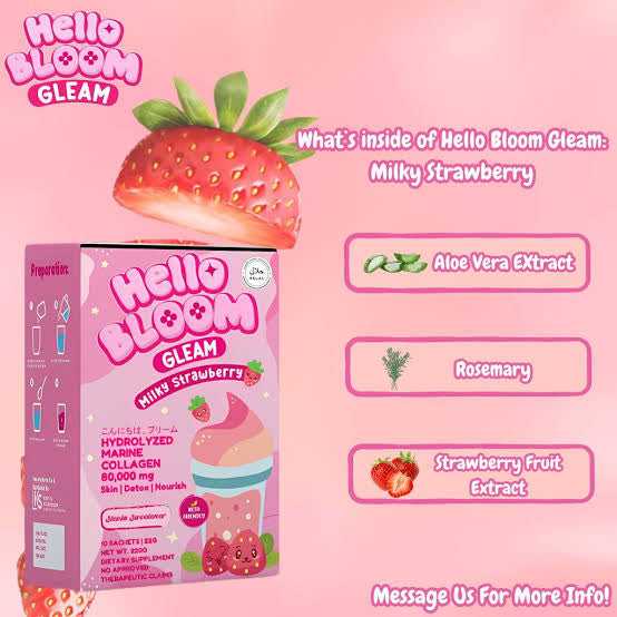 Kiray’s HOT BABE Hello Bloom Gleam Milky Strawberry 10Sachets/18g