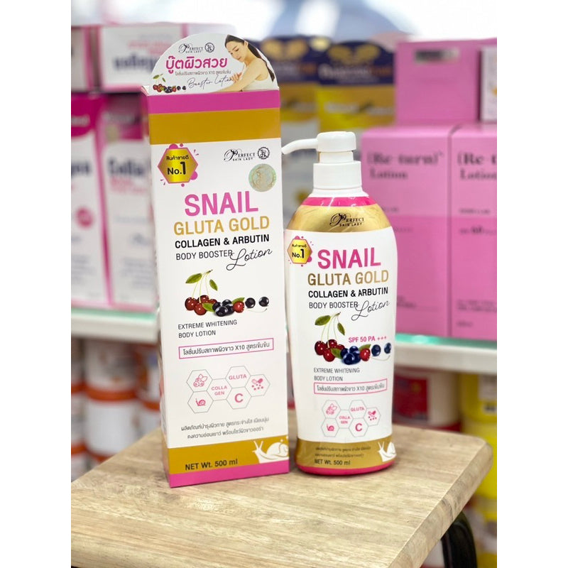 Perfect Skin Lady Snail Gluta Gold Collagen & arbutin body booster lotion 500ml SPF 50 PA+++