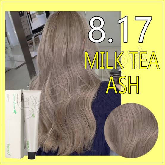 Bremod 8.17 Milk Tea Ash Hair Color Dye Cream 100ml & Oxidizer - 12%