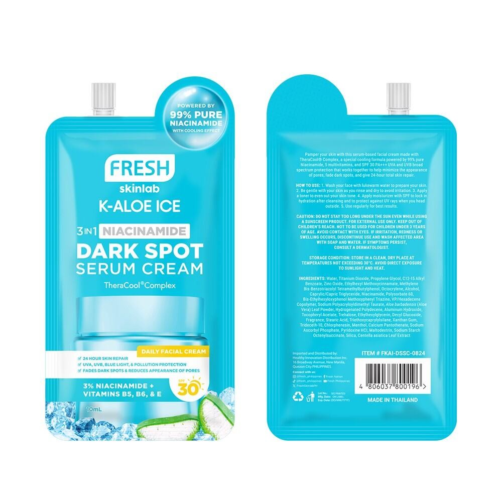 FRESH Skinlab K-Aloe Ice 3 in 1 Niacinamide Dark Spot Serum Cream SPF 30 10ml