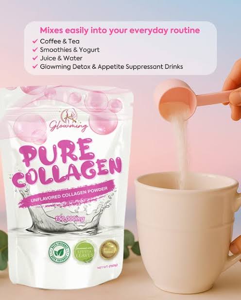 Glowming Pure
Collagen (Unflavored
Powder 150,000mg) by Cris Cosmetics (CC Glam) - 150g