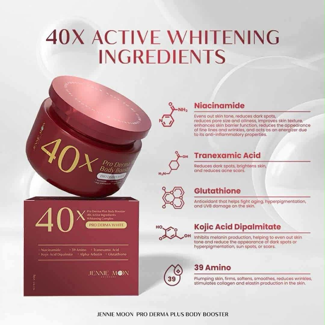 Jennie Moon - 40X Pro Derma Plus Body Booster - 40X Active Ingredients Whitening Complex - Pro Derma White
250g