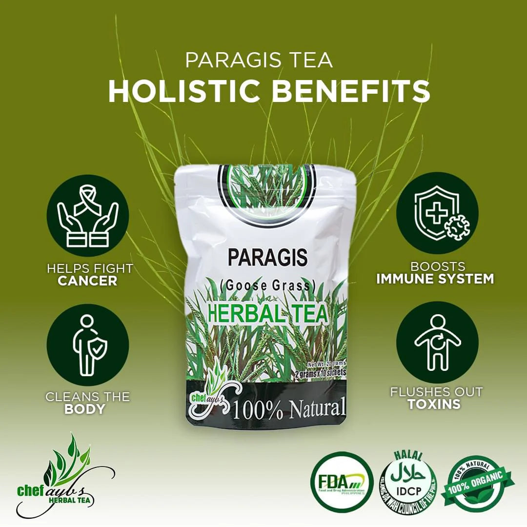 Chef Ayb's Paragis (Goose Grass) Herbal Tea - 100% Natural, Caffeine-Free Herbal Drink - 2g x 10 sachets