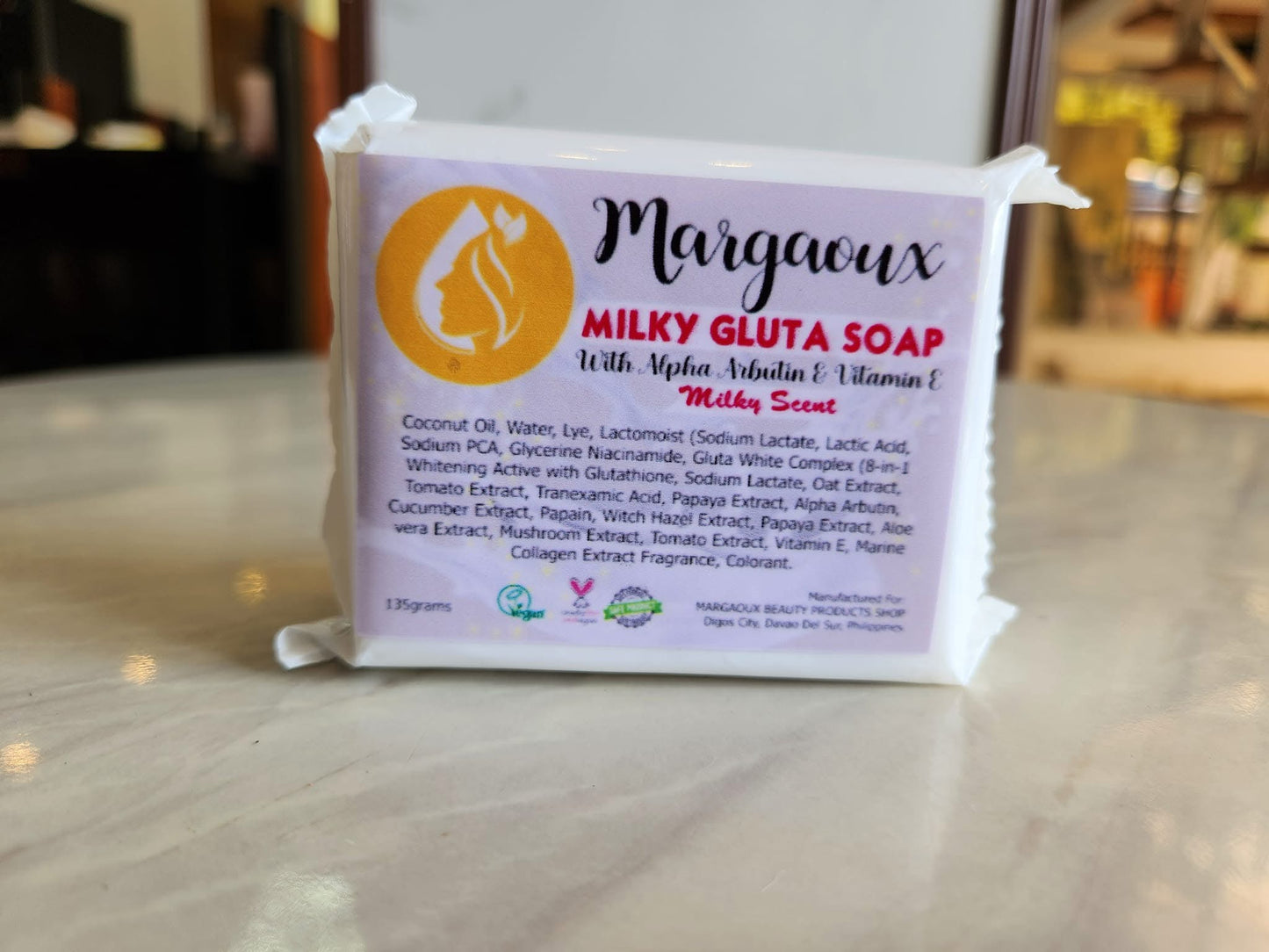 Margaoux MILKY GLUTA SOAP with Alpha Arbutin & Vitamin E - 135g milky scent