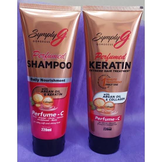 SYMPLY G Perfumed Keratin Extreme Hair Treatment with Argan Oil & Collagen Perfume - C FLORAL ORIENTAL CITRUSY JASMINE SANDALWOOD MUSKY 220ml 220ml each SHAMPOO+Conditioner Set - Chanel Inspired