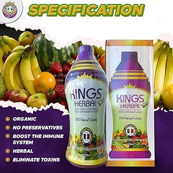 KINGS HERBAL PLUS - Fruits, Herbs and Vegetables - FOOD SUPPLEMENT LIQUID 1000ml
