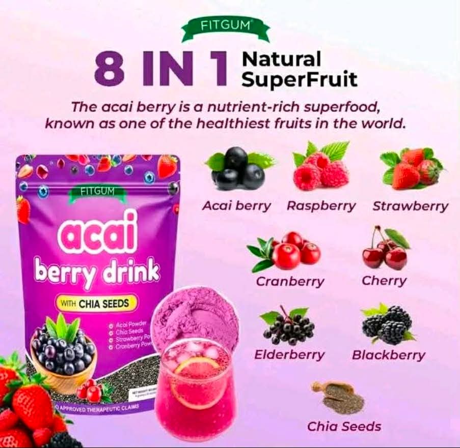 Fitgum Acai Berry Drink with Chia Seeds 10sachets