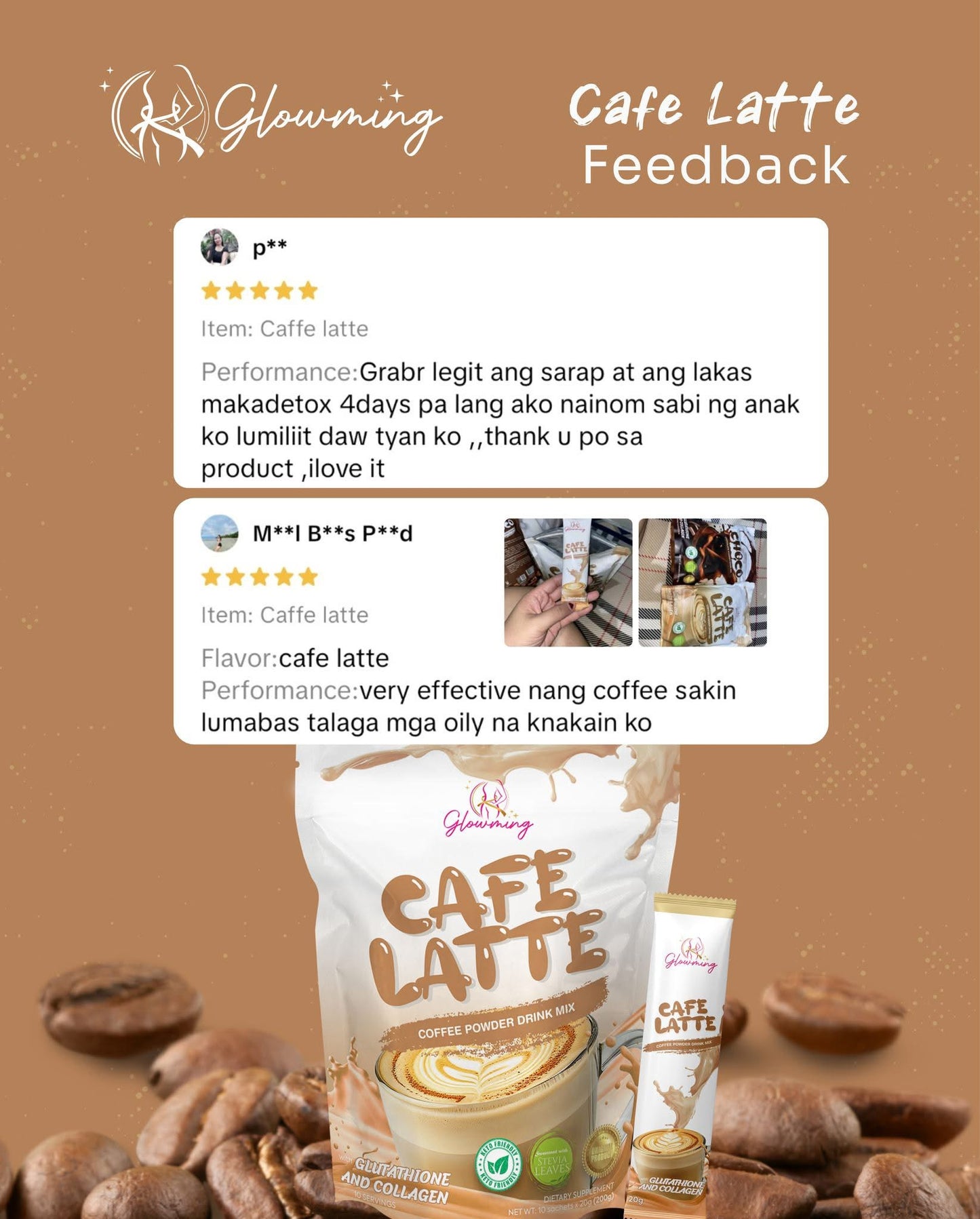 Glowming Cafe Latte by Cris Cosmetics (CC GLAM) 20g x 10 Sachets