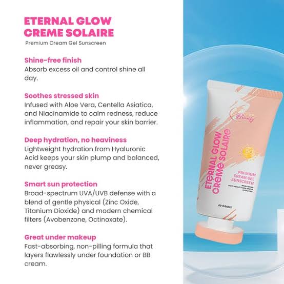CC Glam & Beauty Eternal Glow Cremé Solaire Premium Cream Gel Suncreen 50g