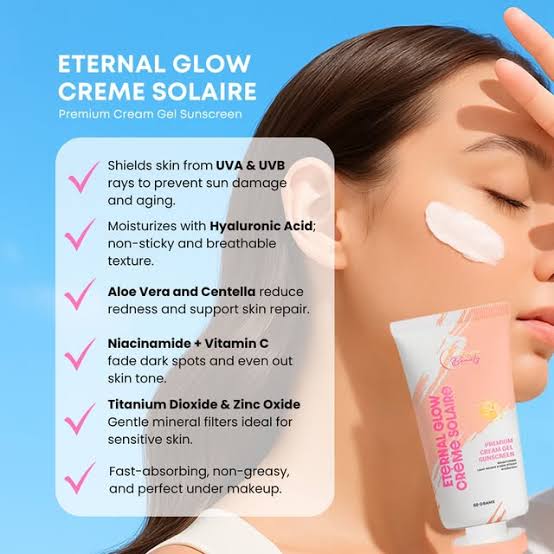 CC Glam & Beauty Eternal Glow Cremé Solaire Premium Cream Gel Suncreen 50g