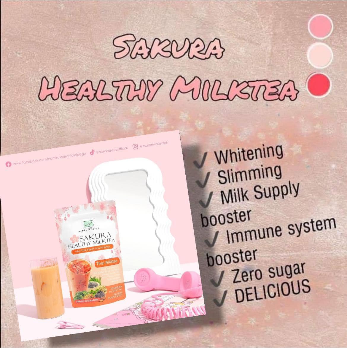 Namiroseus SAKURA Healthy Thai Milktea - 10 Sachets -ON SALE‼️ OCTOBER 30 2025 EXPIRY‼️