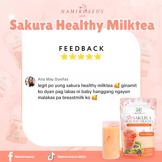 Namiroseus SAKURA Healthy Thai Milktea - 10 Sachets -ON SALE‼️ OCTOBER 30 2025 EXPIRY‼️