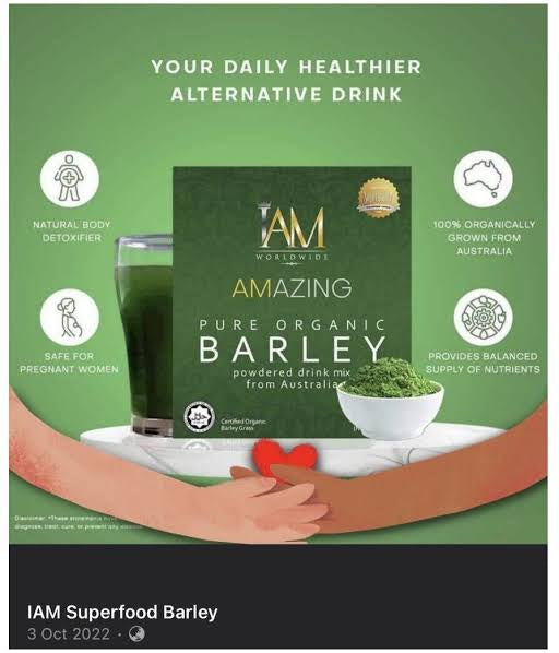 iAm Worldwide I Amazing Pure Organic Barley Powdered Drink