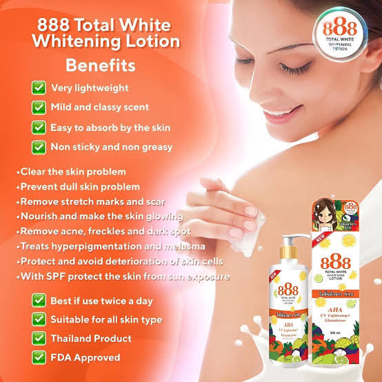 888 Total White Whitening Lotion - 250ml