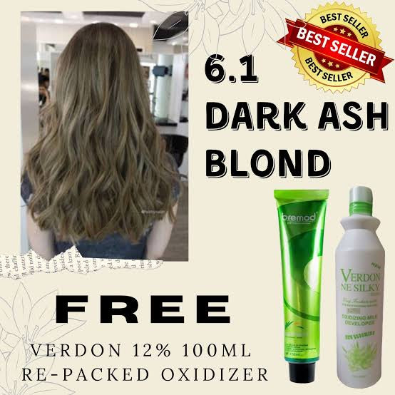 Bremod 6.1 Dark Ash Blonde Hair Color Dye Cream & 9% OR 12% Oxidizer