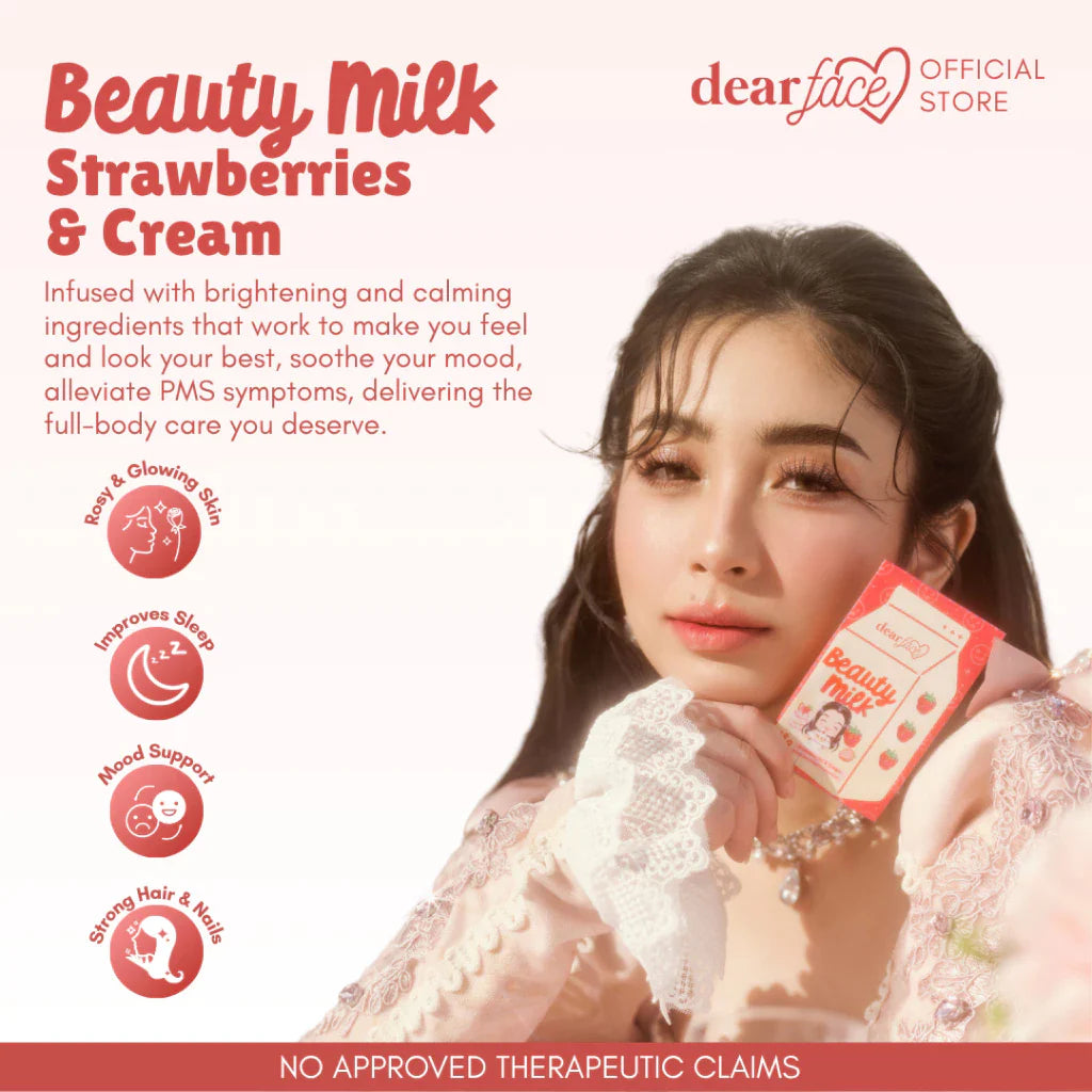 Dear Face Beauty Milk Strawberries & Cream - GLOWEEK NEW PACKAGING - 6+1 Sachets