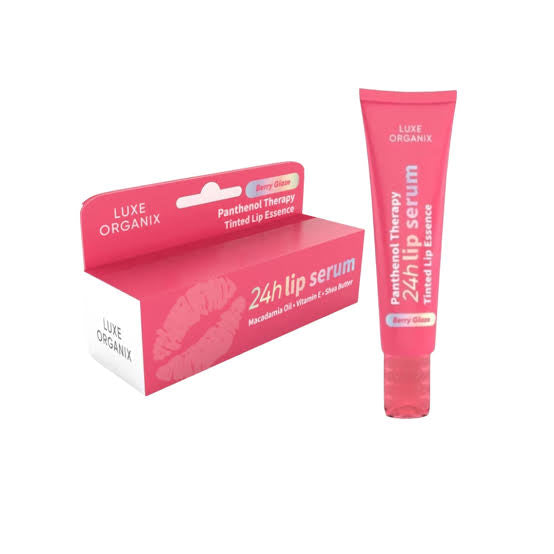 LUXE ORGANIX Panthenol Lip Therapy 24H Lip Serum Tinted Lip Essence Berry Glaze 10G