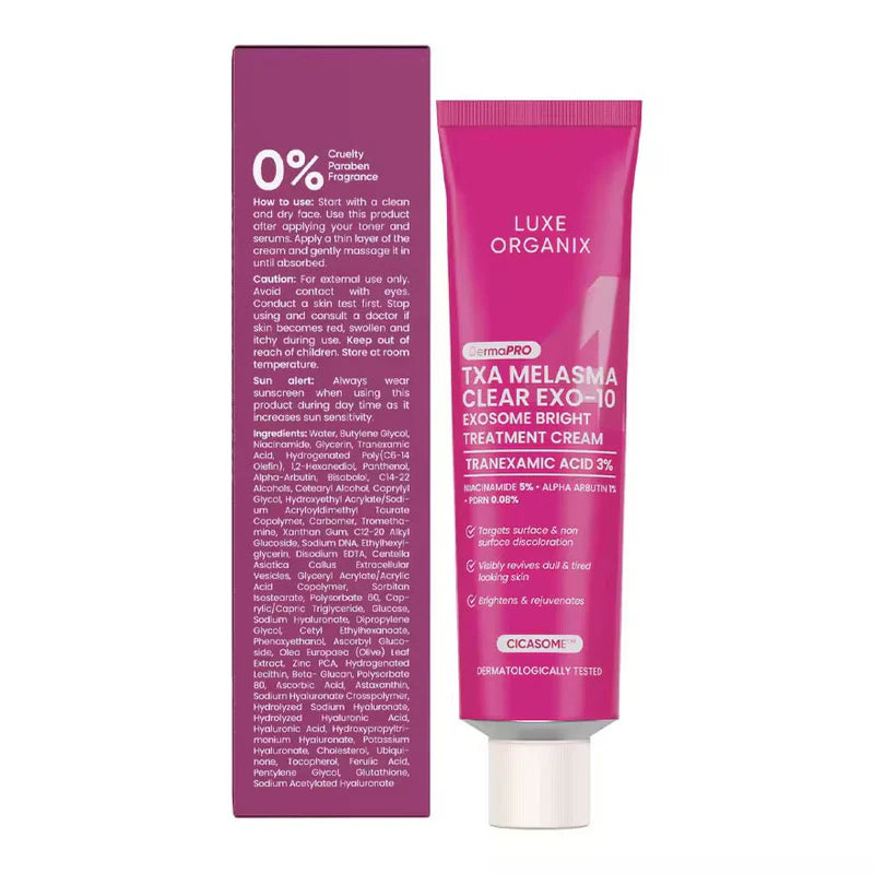LUXE ORGANIX DERMAPRO TXA MELASMA CLEAR EXOSOME BRIGHT TREATMENT CREAM 30G