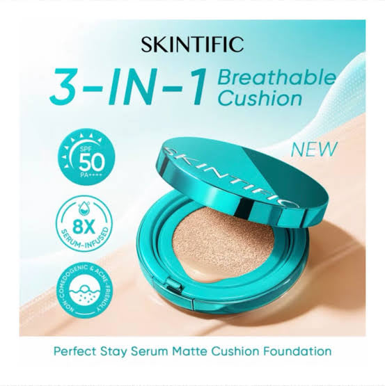 SKINTIFIC PERFECT STAY SERUM MATTE CUSHION FOUNDATION SPF50 PA++++ 02NC IVORY