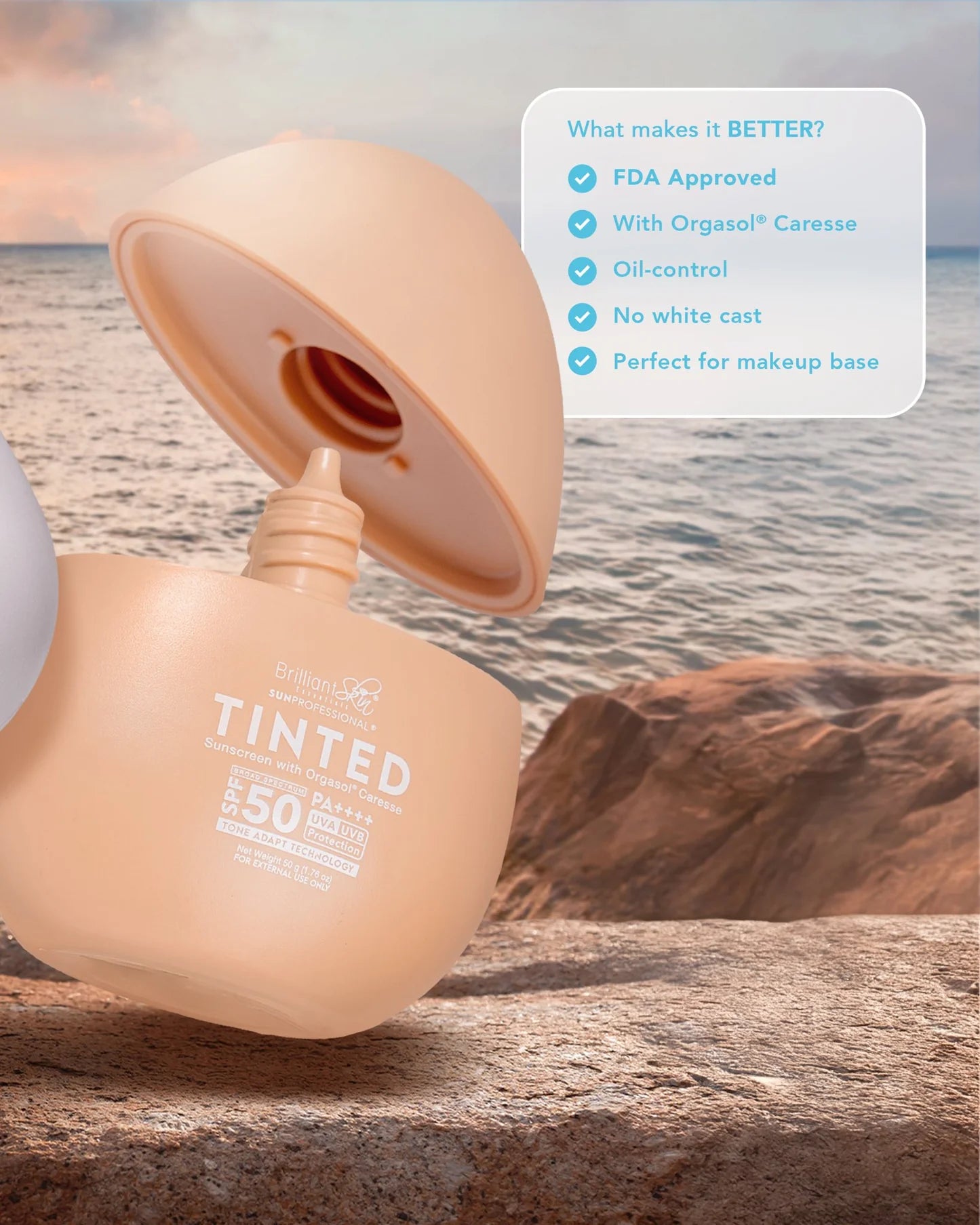 Brilliant Skin SunProfessional Sunscreen TINTED with Orgasol Caresse SPF 50 PA++++ - 50g