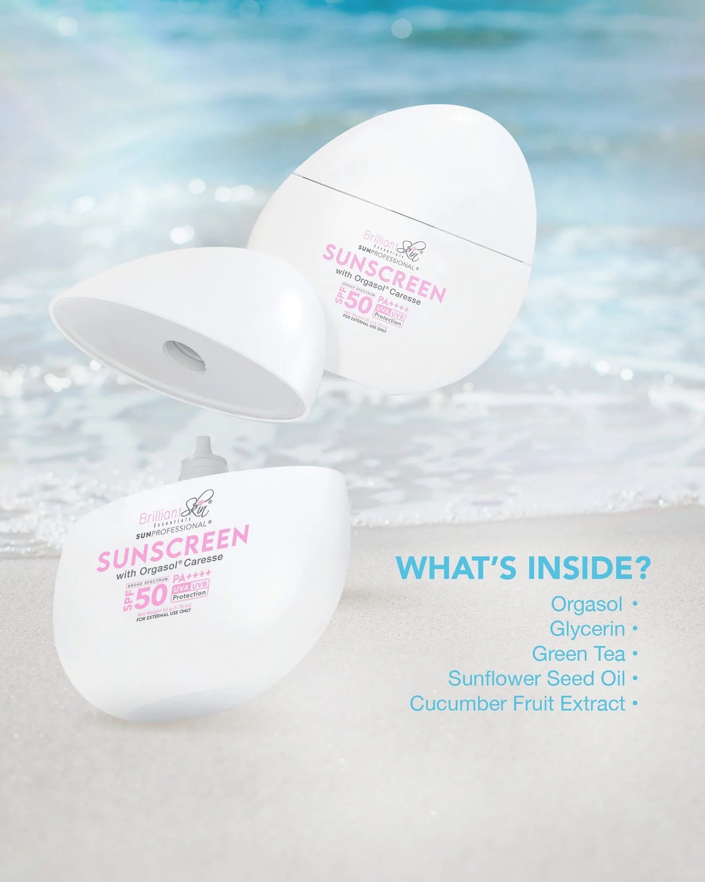 Brilliant Skin SunProfessional Sunscreen with Orgasol Caresse SPF 50 PA++++ - 50g