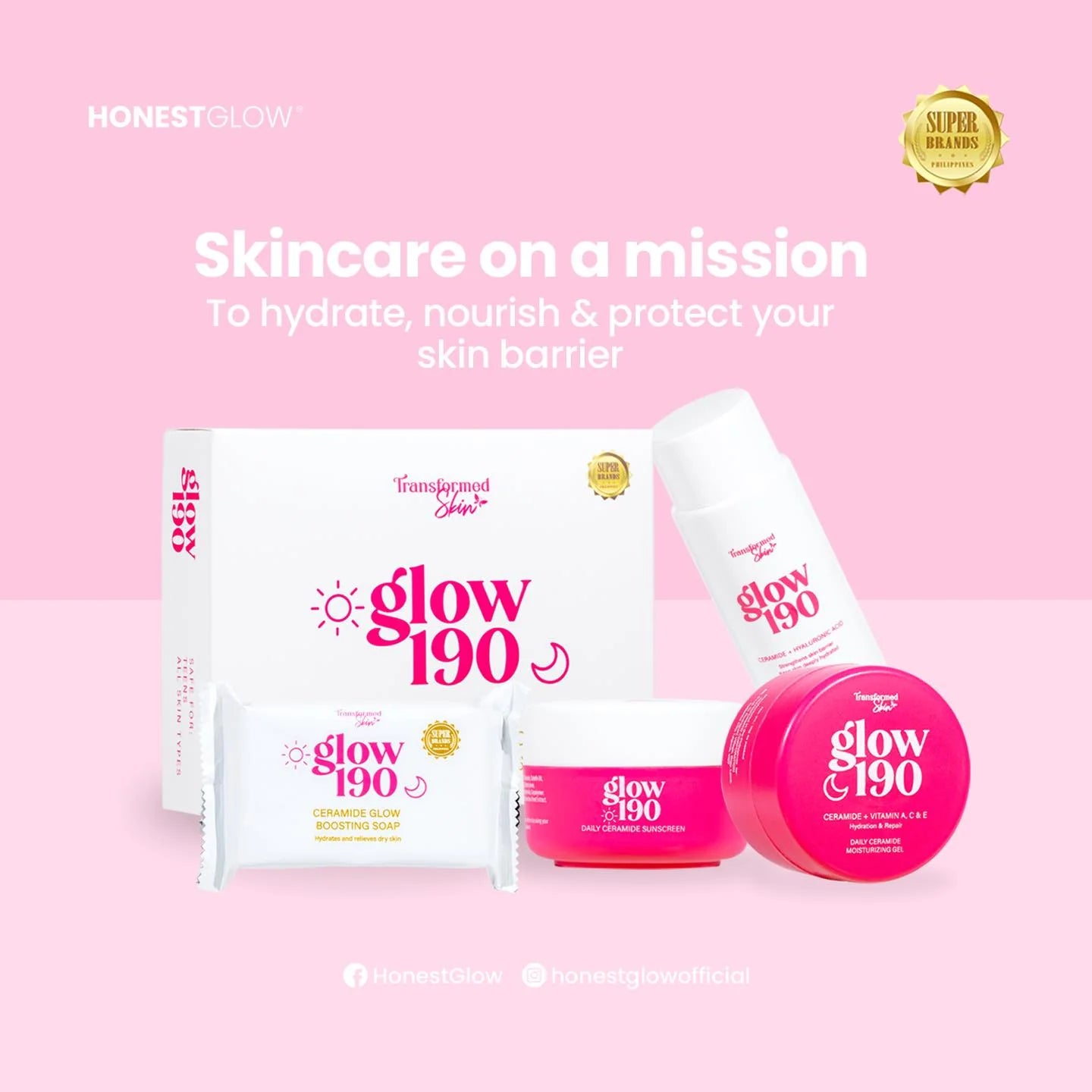 Honest Glow - Transformed Skin Glow 190 Daily Ceramide Maintenance Set - NO BOX SALE‼️ ( BOX GOT DAMAGED ON SHIPPING)