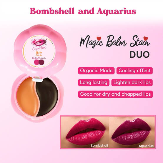 CC GLAM By Cris Cosmetics Lip Balm Stain - DUO BOMBSHELL AND AQUARIUS SHADES