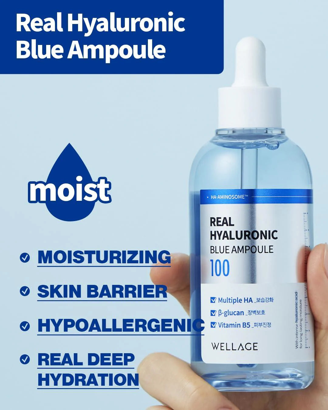 WELLAGE REAL HYALURONIC BLUE AMPOULE (SERUM) 100 - 100ml