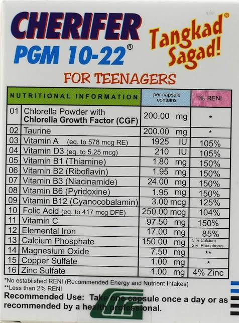 Cherifer PGM - 10-22 + Zinc - (30 Capsules box)