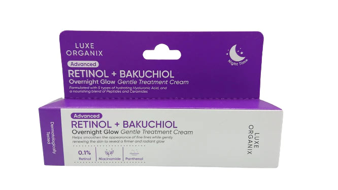 Luxe Organix Retinol + Bakuchiol Overnight Glow Gentle Treatment Cream 30g