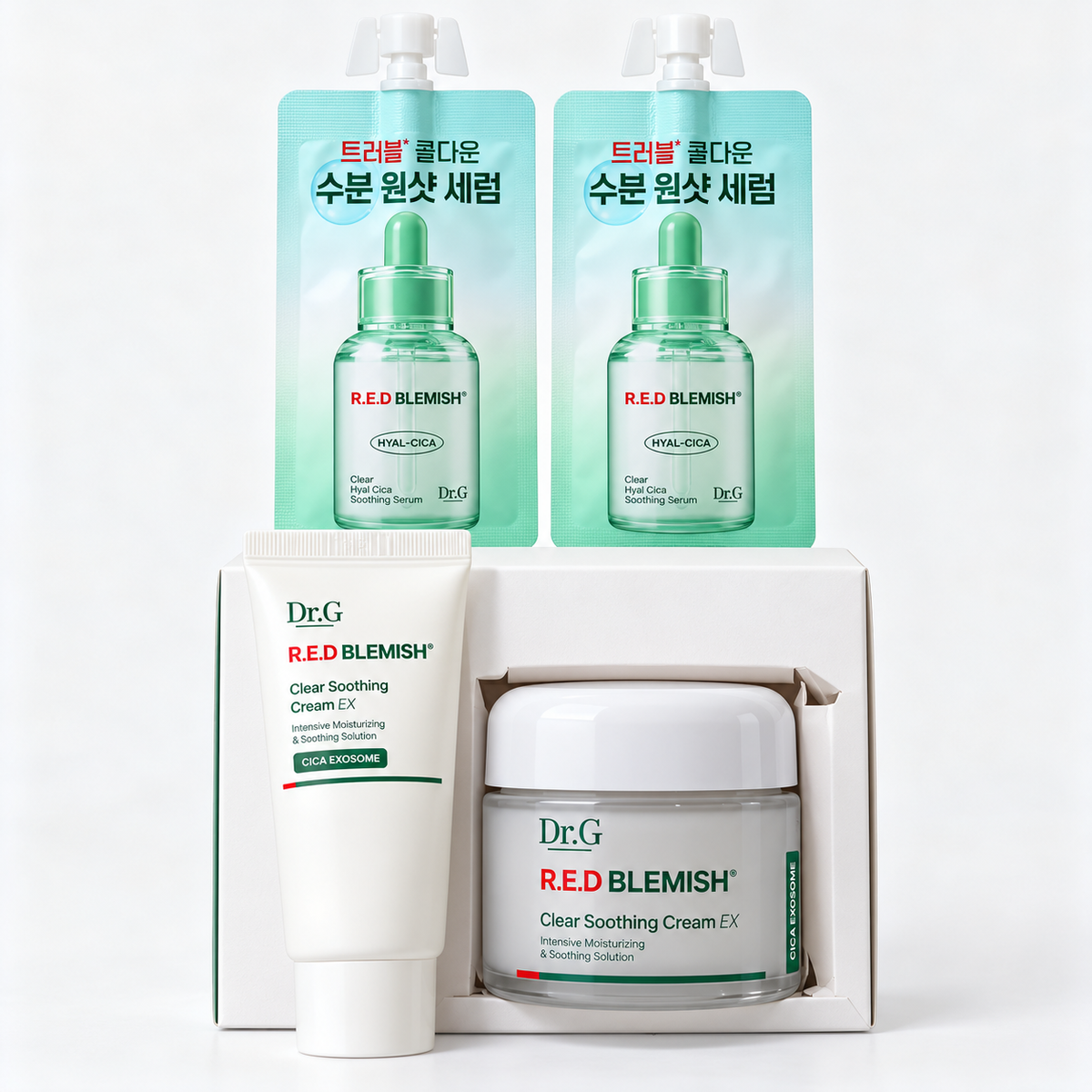 Dr.G Red Blemish Clear Soothing Cream EX Set (70ML + 30ML  Cream & 10ML + 10ML Serum)