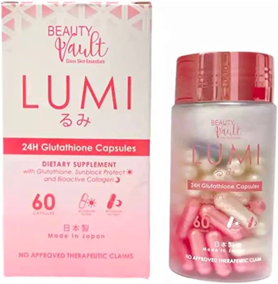 Beauty Vault Lumi 24 Hour Glutathione Capsules Dietary Supplement 60 caps