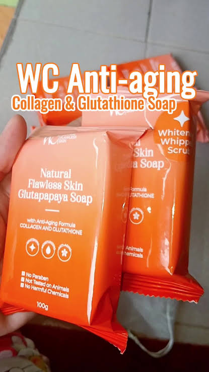 WC Natural Flawless Skin Glutapapaya Two Soaps (Anti-aging Bar Soap and Whitening Whipped Scrub Bar Soap) 100g + 100g