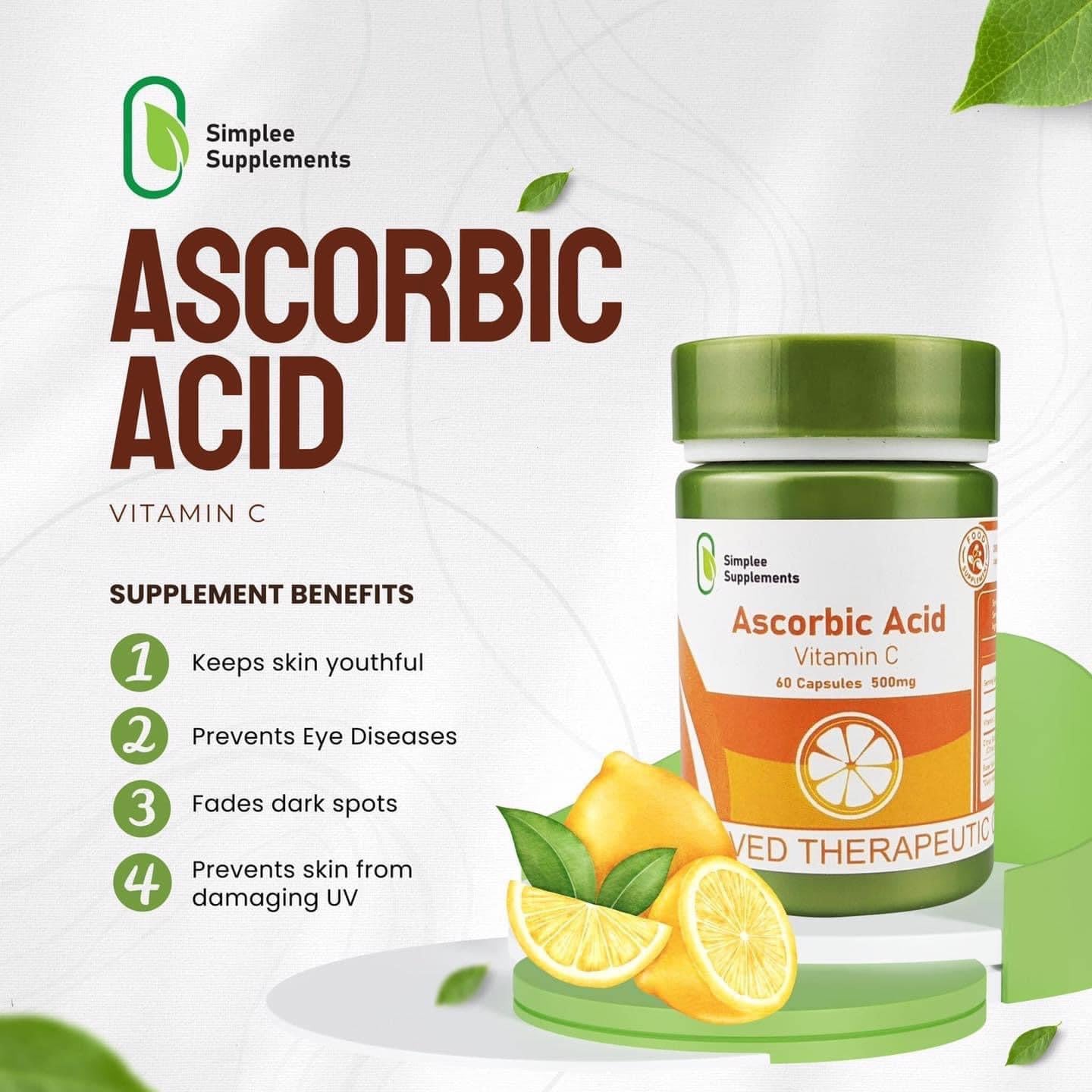 Simplee Supplements
Ascorbic Acid Vitamin C 60 Capsules