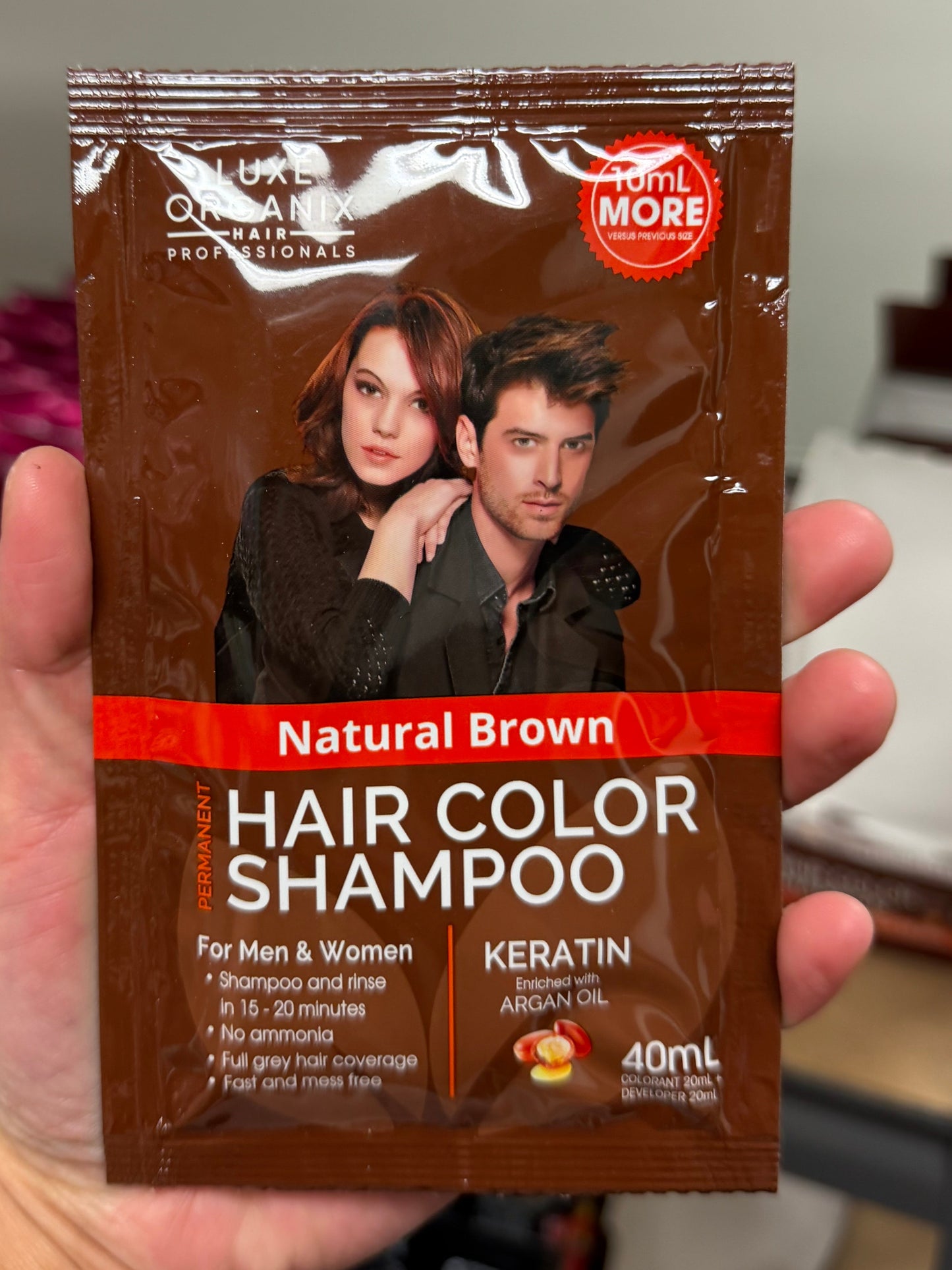 Luxe Organix Color Shampoo Natural Brown 40ml (Bigger Version)