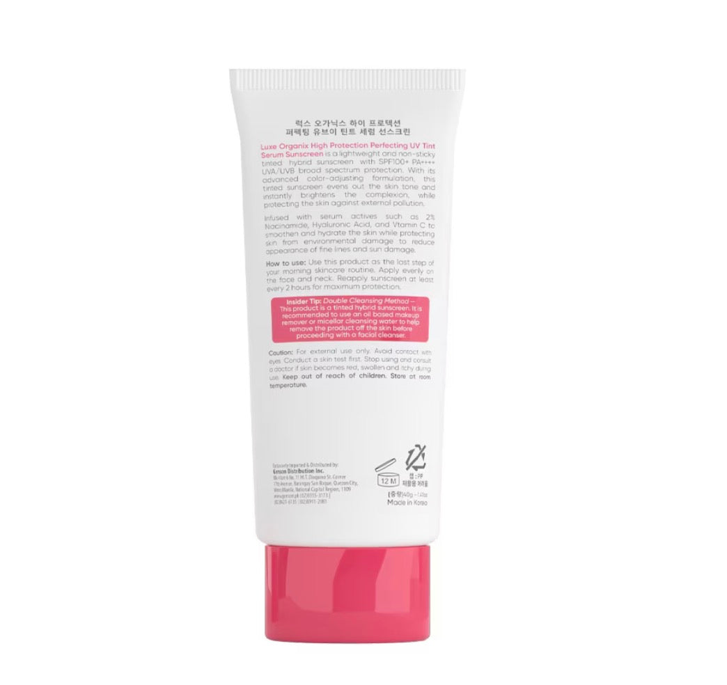 LUXE ORGANIX Perfecting UV Tint Serum Sunscreen SPF 100+ PA ++++ 40g
