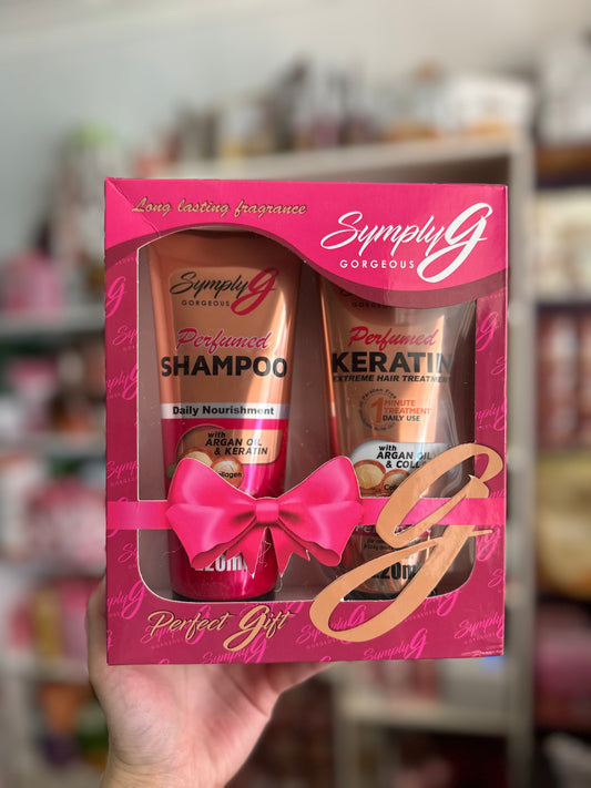 SYMPLY G Perfumed Keratin Extreme Hair Treatment with Argan Oil & Collagen Perfume - C FLORAL ORIENTAL CITRUSY JASMINE SANDALWOOD MUSKY 220ml 220ml each SHAMPOO+Conditioner Set - Chanel Inspired