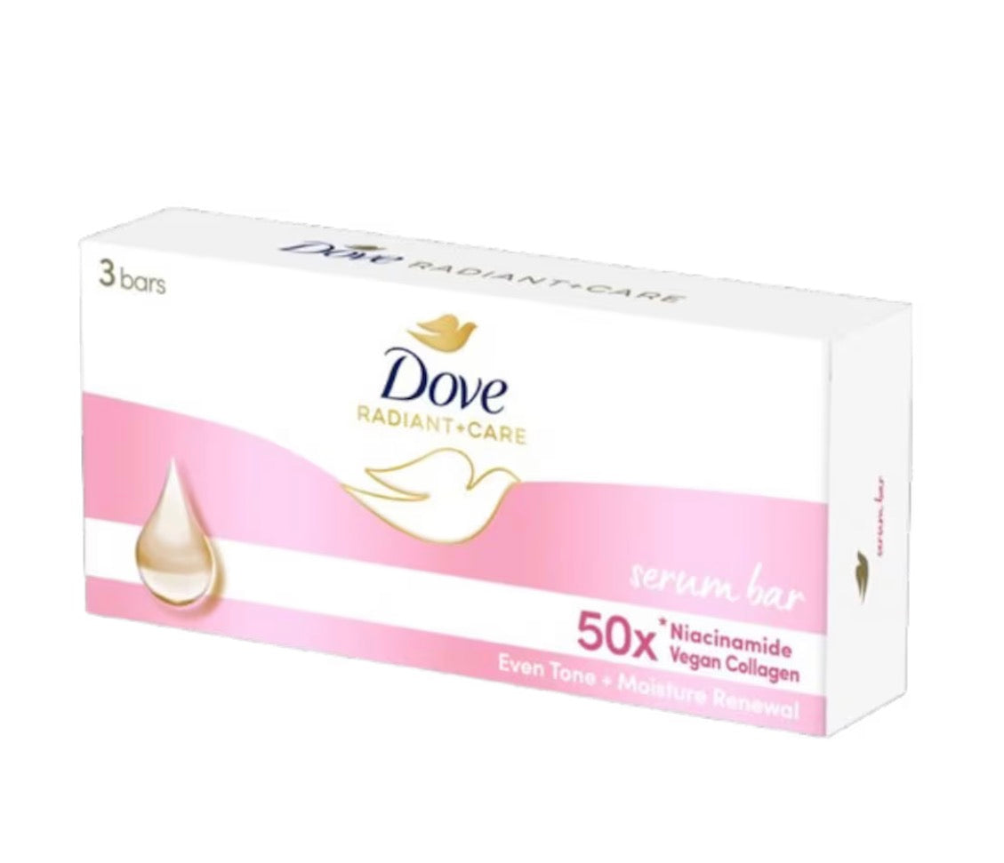 Dove Radiant+Care Serum Bar Triples 50x Niacinamide + Vegan Collagen 90G x 3