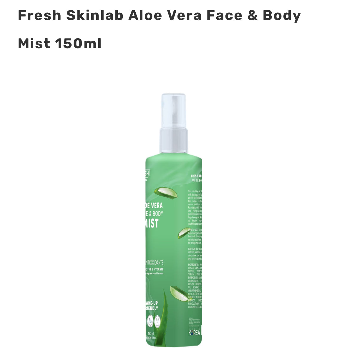 FRESH Skinlab Aloe Vera Face & Body Mist 150ml