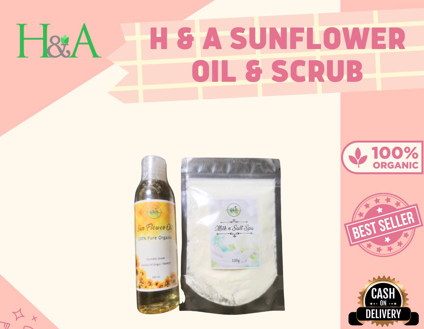 H&A Sun flower oil 100ml + Milk Salt Spa