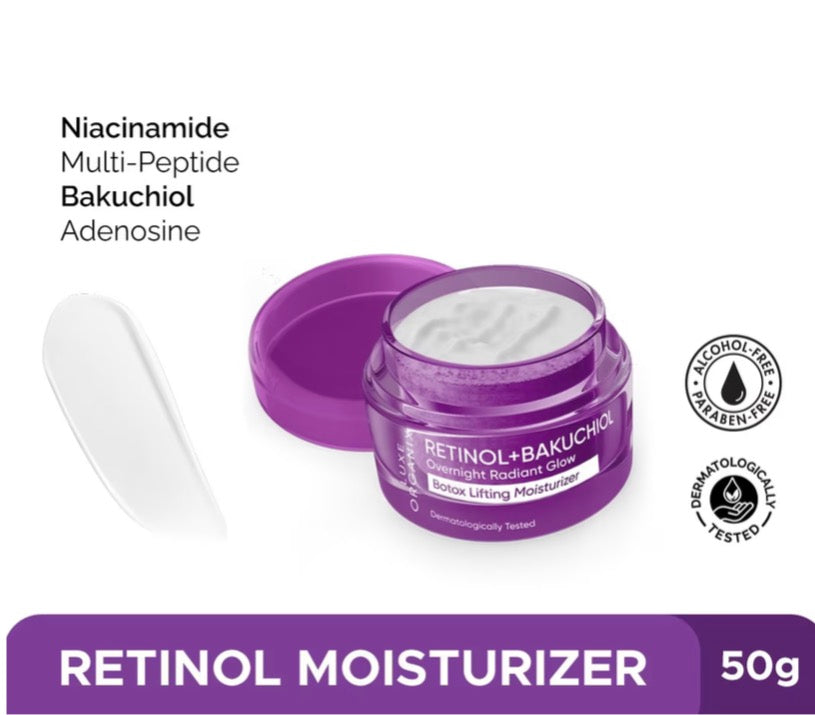 LUXE ORGANIX Retinol + Bakuchiol Overnight Radiant Glow Botox Lifting Moisturizer 50g