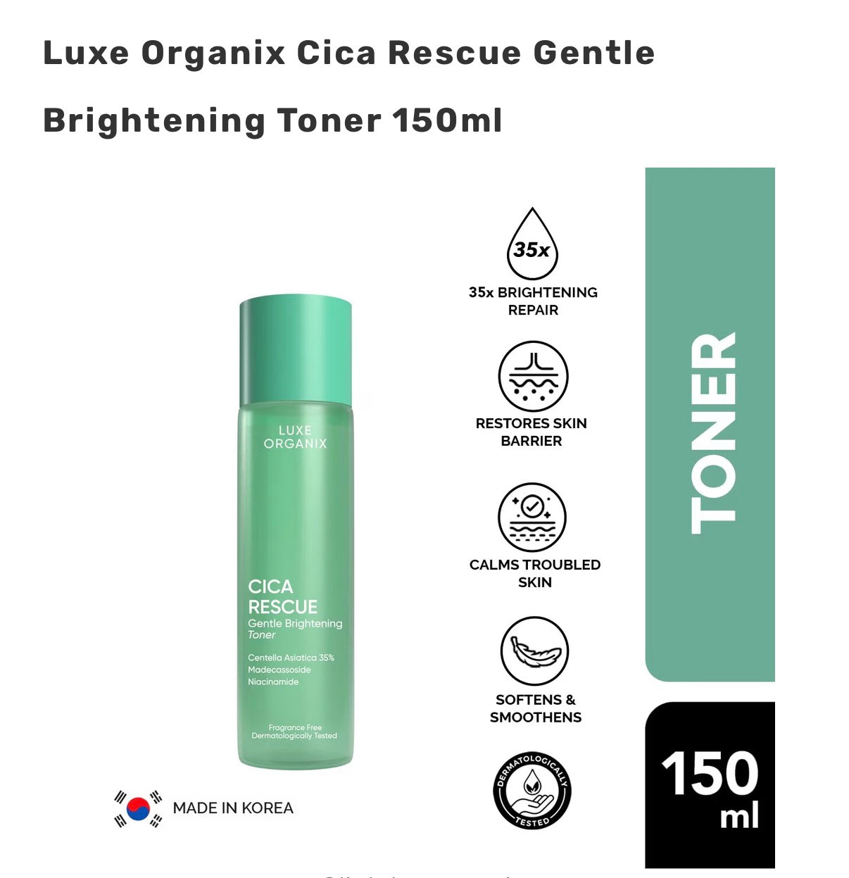 Luxe Organix Cica Rescue Gentle Brightening Toner 150ml