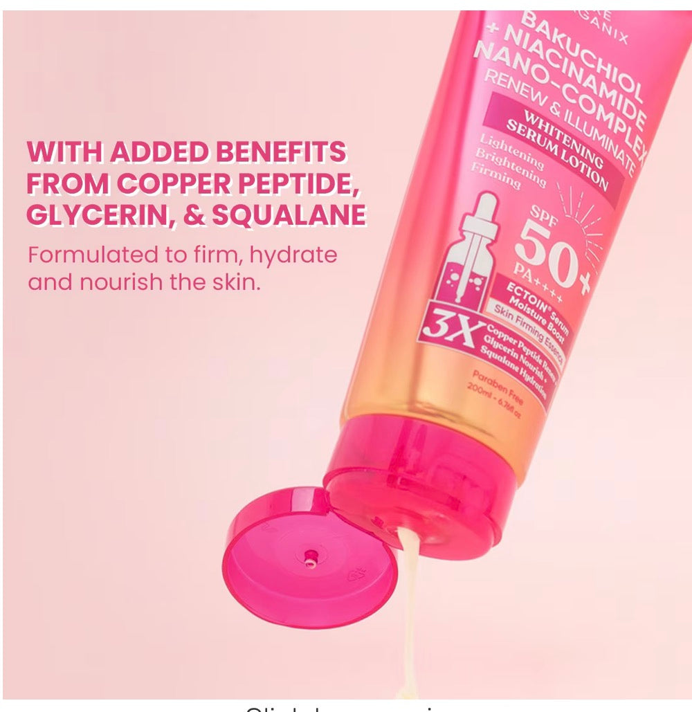 Luxe Organix Bakuchiol + Niacinamide Nano-Complex Serum Lotion SPF 50 200ml