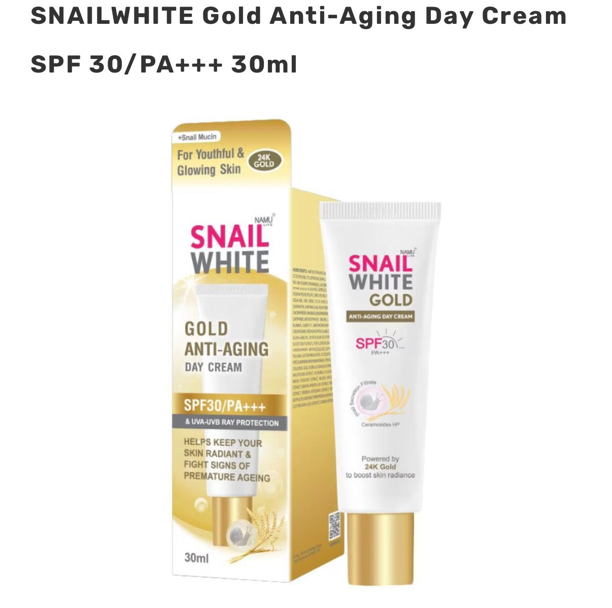 NAMU SNAILWHITE Gold Anti-Aging Day Cream SPF 30/PA+++ 30ml